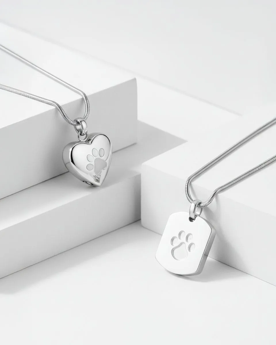 Collares portacenizas para mascotas, modelos Corazón y Eterno
